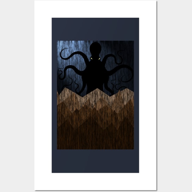 Cthulhu's mountains of madness - blue Wall Art by Ednathum